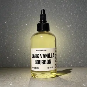 Dark Vanilla Bourbon Dry Body Oil For Men -  Non-Toxic Phthalate-Free Formula - 4oz