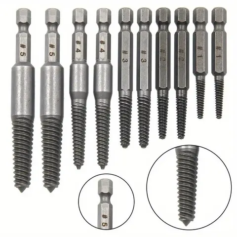 Screw Extractor Set, 10pcs Hex Shank Broken Head Bolt Remover Kit, Bolt Remover Tools for Electric Drill, Durable Bolt Removal Tool for Removing Damaged, Rusted, and Stripped Screws, Screw Extractor Bits