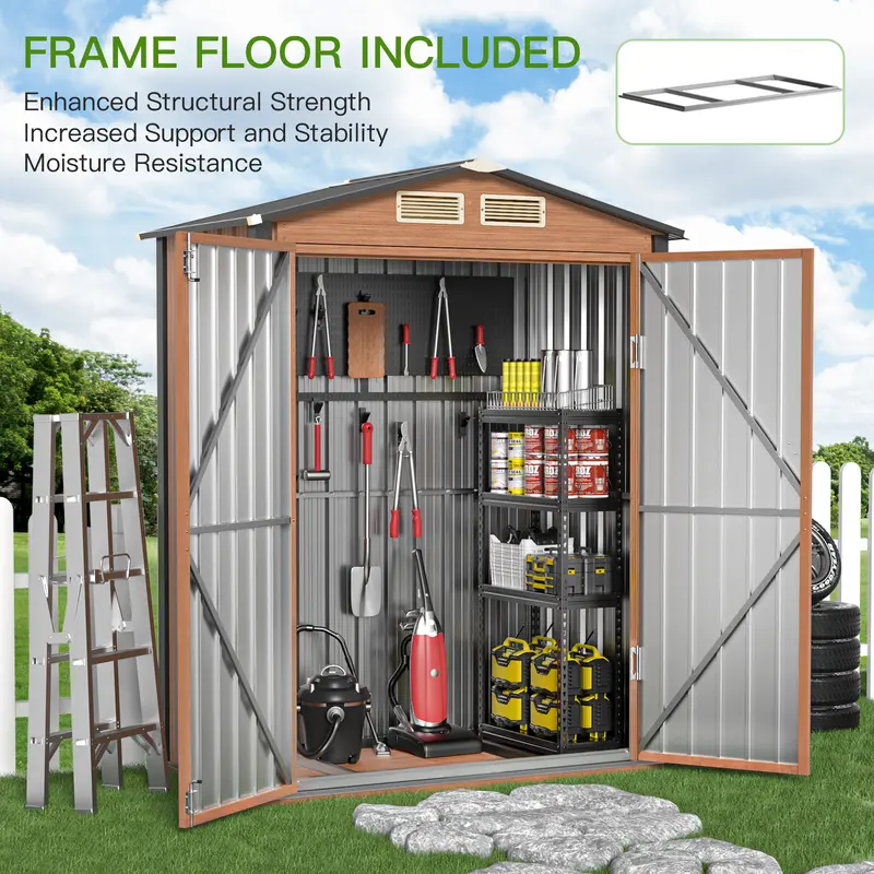 5 x 3 Ft Outdoor Storage Shed Metal Steel Structure with Frame Floor & Lockable Door, Ideal for Garden, Backyard, Lawn, and Patio Utility & Tool Storage
