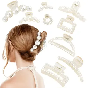 9 count  Claw Clips For Women Girls White Hair Clips for Thick and Thin Hair  Hair Accessories for Wedding Bridal bridesmaid