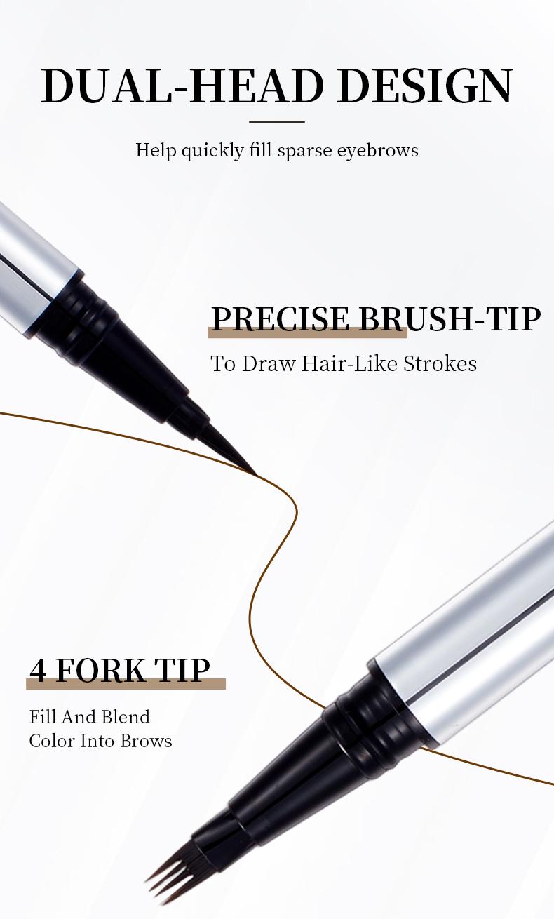 Vaakav Original 4D Brush Tip Waterproof Microblading Eyebrow Pen, 2-in-1 Dual-Ended, Natural Hair-Like Strokes, Long-Lasting Waterproof mini eyebrow pencil, long-lasting color, smudge-proof.