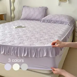 2/3pcs Elegant Ice Silk Bed Sheet Set with Pillowcases, Stretch Cooling Mattress Cover, Ruffled Princess Style, Soft & Smooth Touch, Multi-Size Bedding Gift