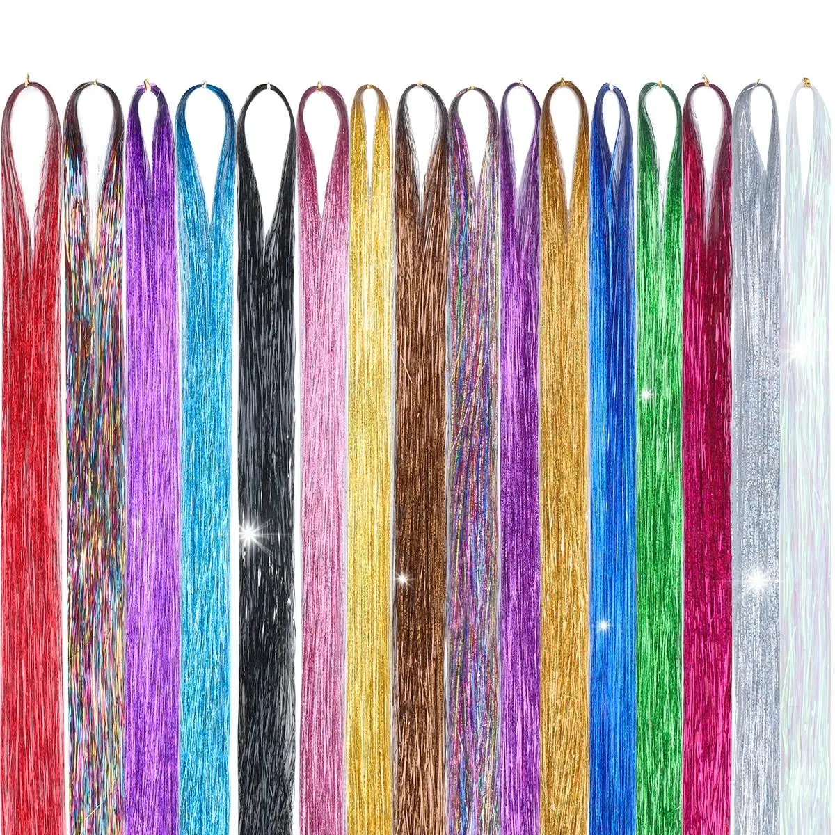16 Colors Tinsel Hair Extensions , Fairy Hair Tinsel for Women & Girls Easy Apply Hair Highlights for Birthday Christmas New Year Party summer hairstyles #summerwins #SummerFinds