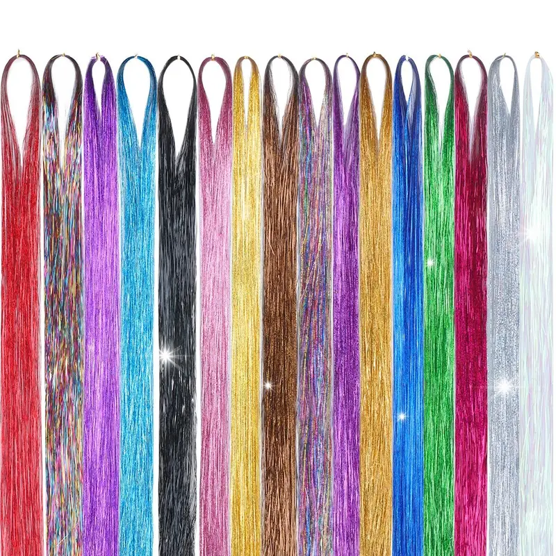16 Colors Tinsel Hair Extensions , Fairy Hair Tinsel for Women & Girls Easy Apply Hair Highlights for Birthday Christmas New Year Party #sohochic #TikTokShopFallDealsForYou