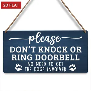 Don't Knock or Ring Doorbell Sign for Front Door Dog Warning Sign for Gate Fence Yard Home Decor, Beware of Dog Sign Wall Pediments, 3.93x7.87 inch  ﻿, (Blue)