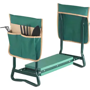 Garden Kneeler and Seat Heavy Duty, Portable Garden Stool with 6'' EVA Kneeling Pad and 2 Tool Bags, Folding Garden Bench to Relieve Knee & Back Pain, Great Gifts for Seniors, Family Gardeners