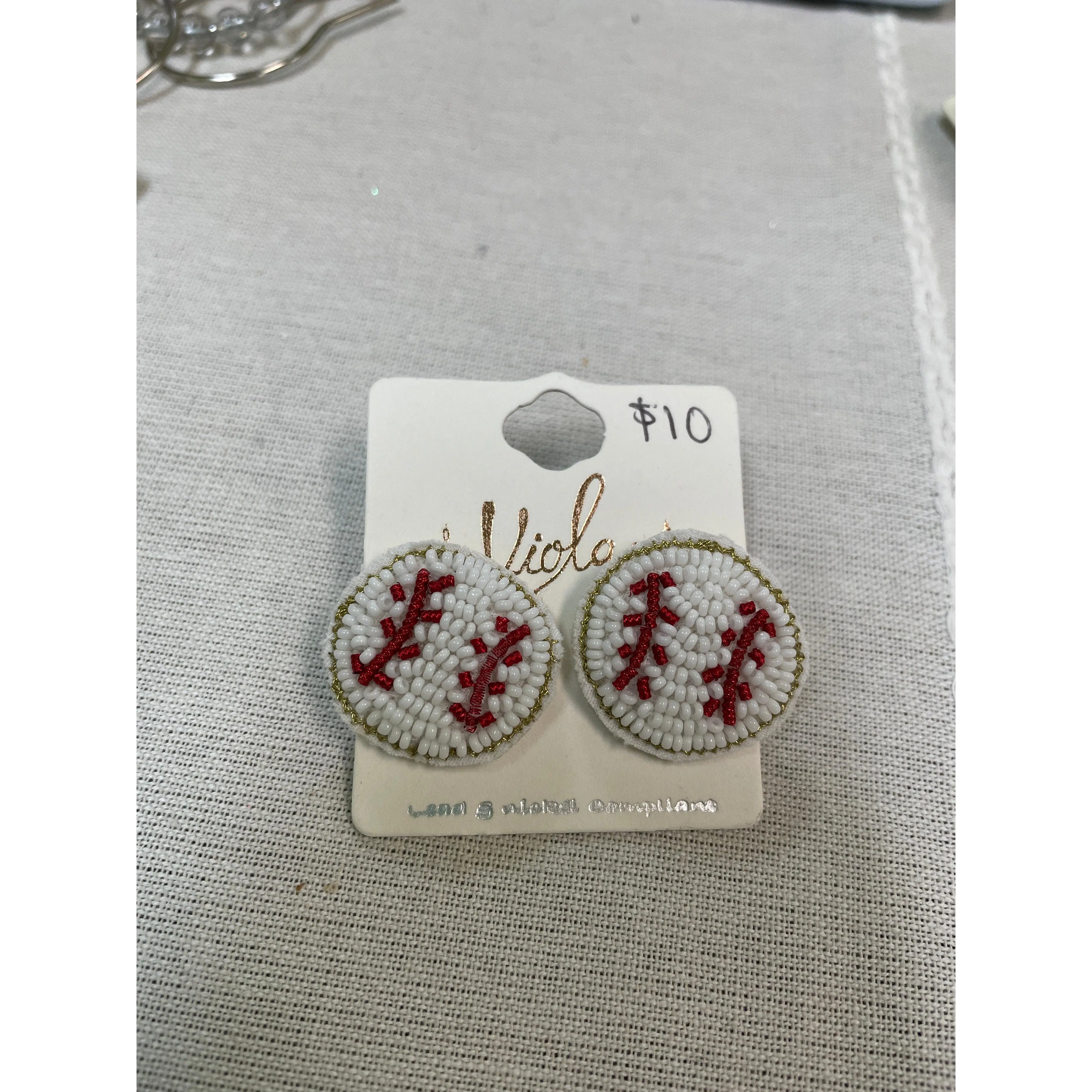 S321 beaded baseball earrings