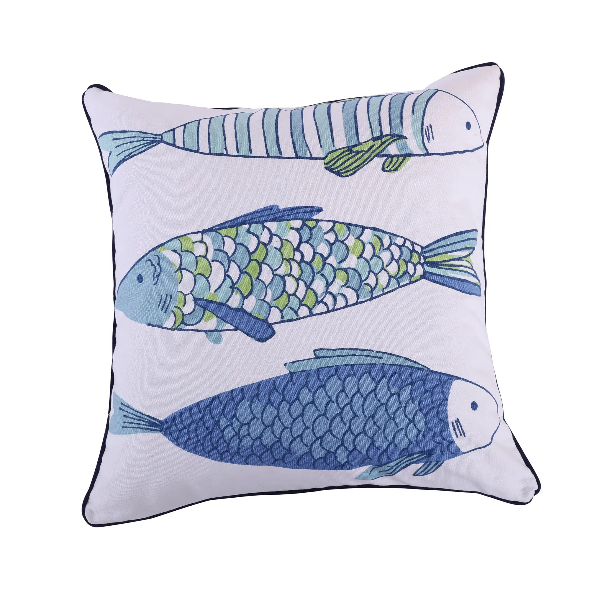 Catalina Fish Printed Creative Decorative Cushion, 20x20in Pre-Filled Soft Feather Inner Pillow for Bedding & Linens