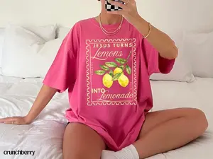 Comfort Colors Lemonade Christian T-shirt, Trendy Lemon Fruit Bible Verse Shirt, Inspirational Jesus Crewneck, Youth Group Church Gift