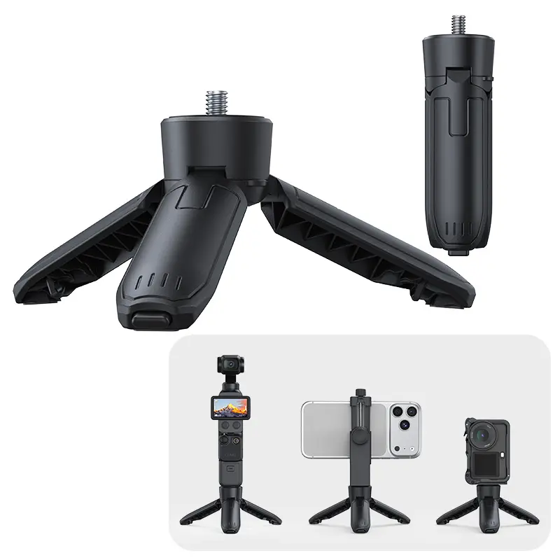 Compact Mini Tripod Selfie Stick - 1-Click Extendable, 1/4" Screw, Pop-Out Handheld Stand for Pocket 3/4, Action Cameras