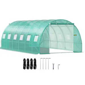 VEVOR 20-ft L x 10-ft W x 7-ft H Green Greenhouse