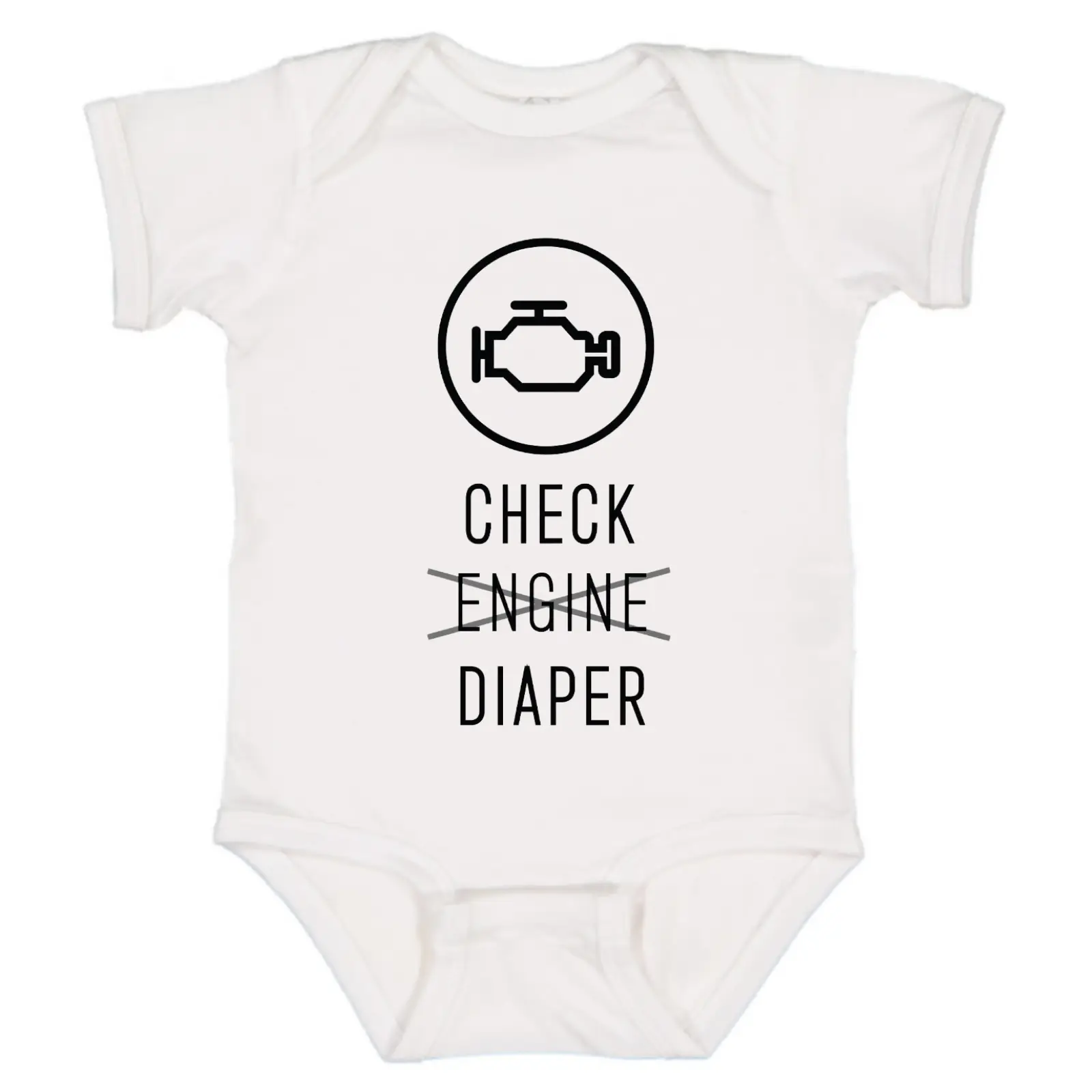 Check Engine Baby Onesie, Funny Diaper Cute Baby Neutral Clothing, Baby Clothes Girl
