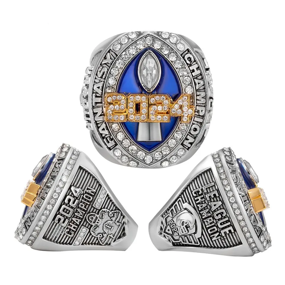 2024 Fantasy Football Champion Ring with Box football Raised - Premium Unstoppable Trophy Ring  - Commemorative Gift for Fantasy League Winners​
