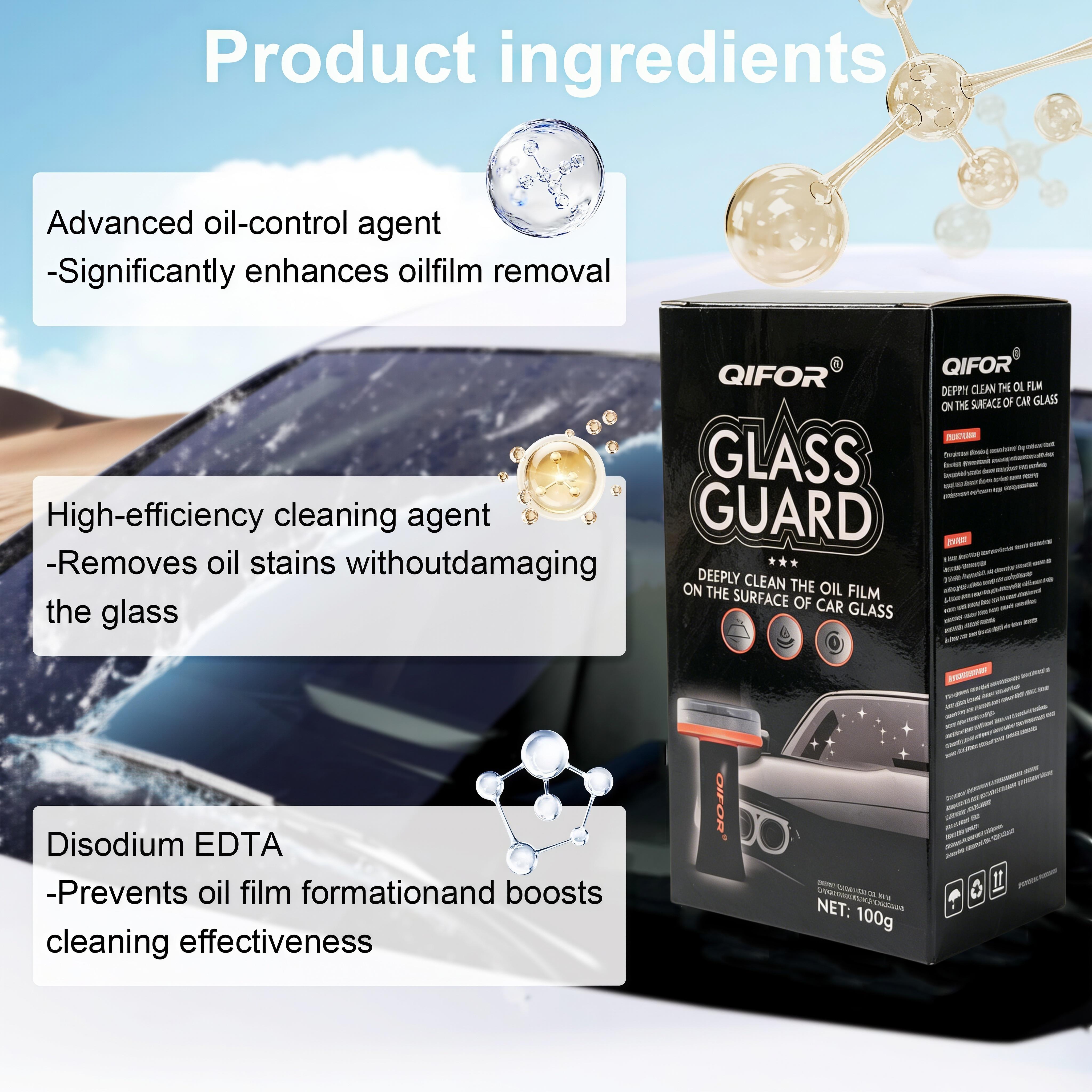 QIFOR Automotive Handheld Oil Flmr Cream,Glass DecontaminationWithoutTraces,Window Oil Film Cleaning,FastCleaning, CompactAnd Easy To Cary-100g Degreaser Cleaner QIFOR Automotive Handheld Oil Flmr Cream,Glass DecontaminationWithoutTraces,Window Oil Film Cleaning,FastCleaning, CompactAnd Easy To Cary-100g Degreaser Cleaner