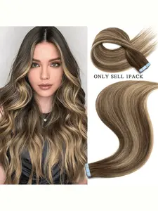 Real Hair Tape-In Extensions, European Grade Remy Straight Hair, Invisible Tape, Adds Volume and Length, 20 Pieces Pack