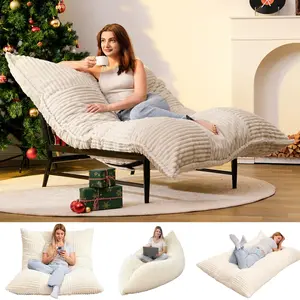 【SummerVibes】4 in 1 Oversized Lazy Sofa Chair with Base, Convertible Bean Bag Chair Floor Cushion , Comfy Boneless Couch, Comfortable Recliner Sofa Bed with Removable Upholstery for Living Room, Bedroom