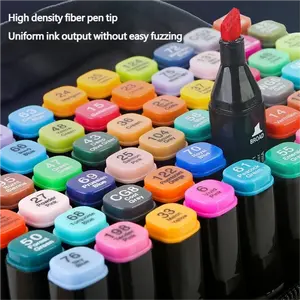 Dual Tip Markers Set With Color Coded Caps PCCS Color System For Art Drawing Animation And Design Portable Carry Bag High Density Fiber Pen Tip