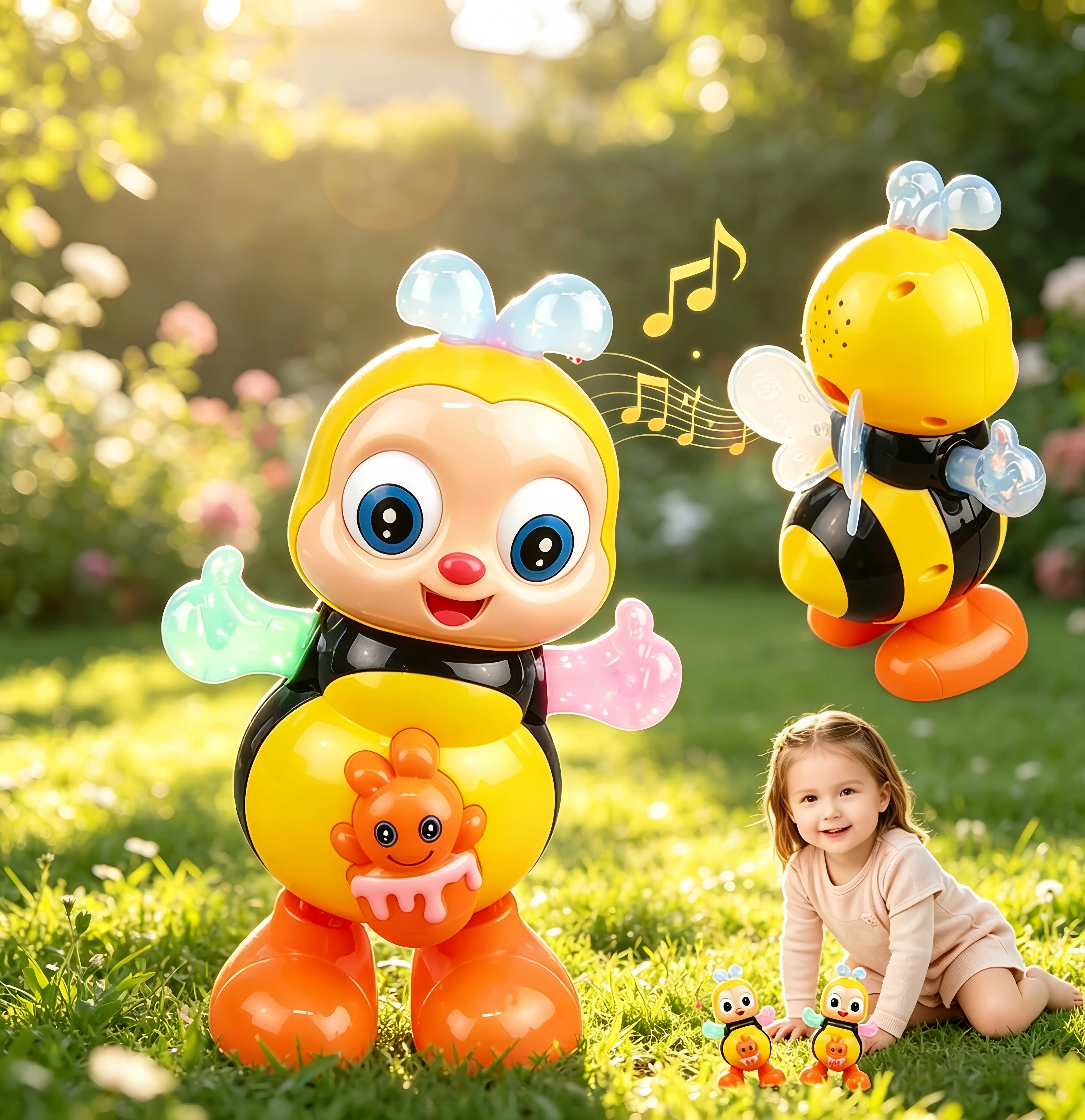 Electric Dancing Bee Toy with Flashing Lights & Music Interactive Early Learning Toy for  Boys Girls Birthday Gift