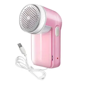 Portable Electric Fabric Shaver Pink - High Performance Lint Remover with 3 Stainless Steel Shaving Blades, USB Port, and Automatic Blade Cover Stop effective