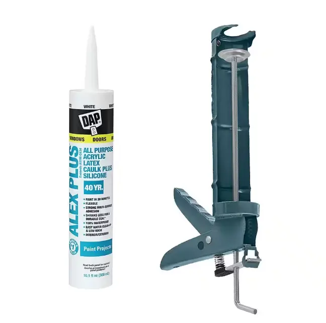 Alex Plus 10.1 oz. White Acrylic Caulk Plus Silicone and Anvil Caulk Gun - Professional Grade