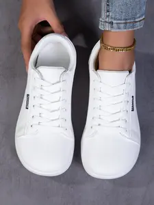 Women's Casual Board Shoes, Leather Laces, Wide Fit, Fashionable Sporty Sneakers, Casual Athletic Sneakers, All-Season, Trendy Ladies' Comfortable Footwear