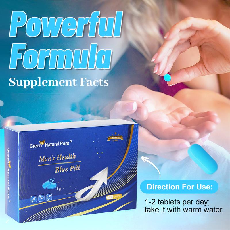 Green Natural Pure Men's Health Blue Pill Oyster peptide+Maca Root Powder+sea Cucumber polypeptide+Cinnamon extracts+Huangjing Extract- Ultra Potent & Highly Purified,30pill-05