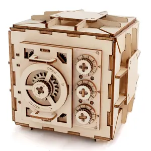 3D Wooden Puzzles for Adults, Safe Boxes, Brain Games Model Kit for Adults and Kids to Build, Mechanical Treasure Box Brain Teaser, Gifts for Adults and Teens (Safe Box)