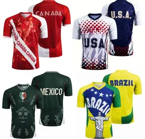 USA Mexico Brazil Canada Portugal Brazil Soccer Jersey, Country Football Shirts V-Neck Tee, Patriotic America Heritage Pride Graphic, Men Women Unisex National Team Jersey, WC 2026 Sports Fans Gift, Streetwear Casual Activewear Tops