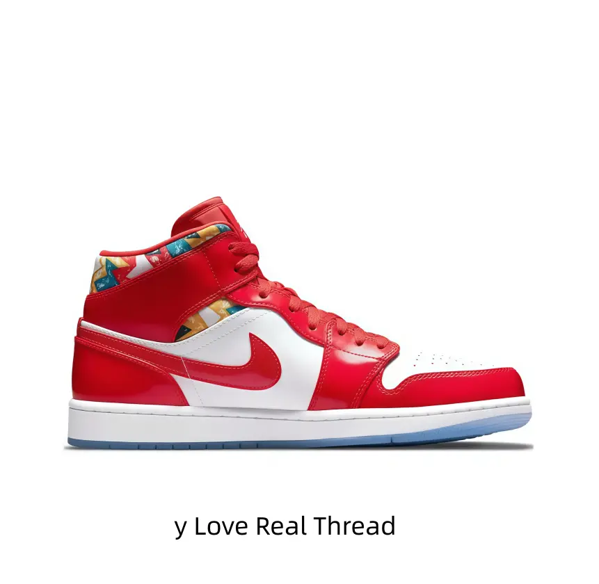 Viral Y2K festive red white printed high retro kicks for cheerful street OOTDs! Light breathable mesh stays cool with thin socks. Visible air cushion perfect for city sightseeing, full original shoe box, unisex for girls and guys.