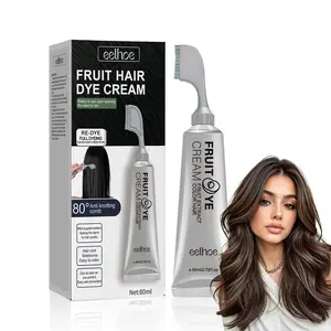 Fruit Hair Dye Cream Comb with Natural Plant Extract, Root Touch Up Hair Color, Ammonia Free for Men & Women, Easy No Mix Gray Coverage, No Bleaching, All Types, Dark Brown, 2.8Oz, 1 Kit
