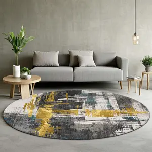 Abstract Pattern Round Rug, Modern Abstract Rug, Non-slip Soft Floor Mat, Decorative Carpet for Home Living Room Bedroom Hotel Coffee Shop