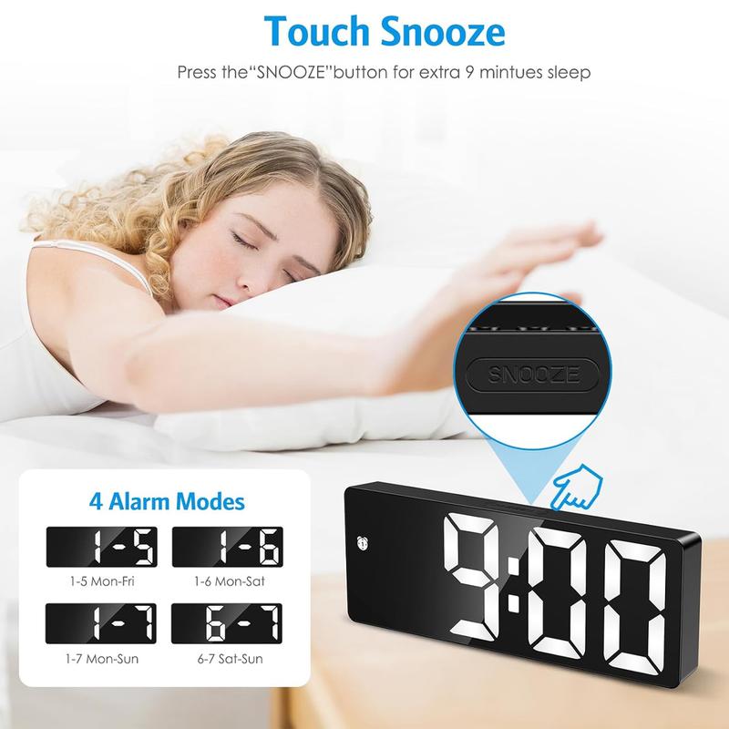Rotunoe Digital Alarm Clock, LED Clock for Bedroom, Modern Desk Clock with Temperature Display, Adjustable Brightness, Voice Control, 12/24H Display Small Clock for Home, Bedroom, Office Rotunoe Digital Alarm Clock, LED Clock for Bedroom, Modern Desk Clock with Temperature Display, Adjustable Brightness, Voice Control, 12/24H Display Small Clock for Home, Bedroom, Office