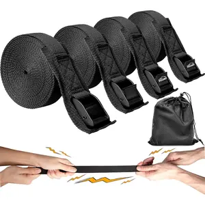 4 Pack Kayak Tie Down Straps 12Ft Cam Buckle Tie Downs Adjustable Kayak Strap for   Boat RV - Ratchet Lashing Straps for Roof Rack Trailer Cargo Packing Securement (1" x 12')