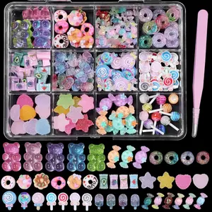 3D Candy  Charms for  Nails, Multi Color Lollipop Donuts Bears Sweet Cute  Charms,  Heart  Candy   Charms for  Art DIY Decorations Design