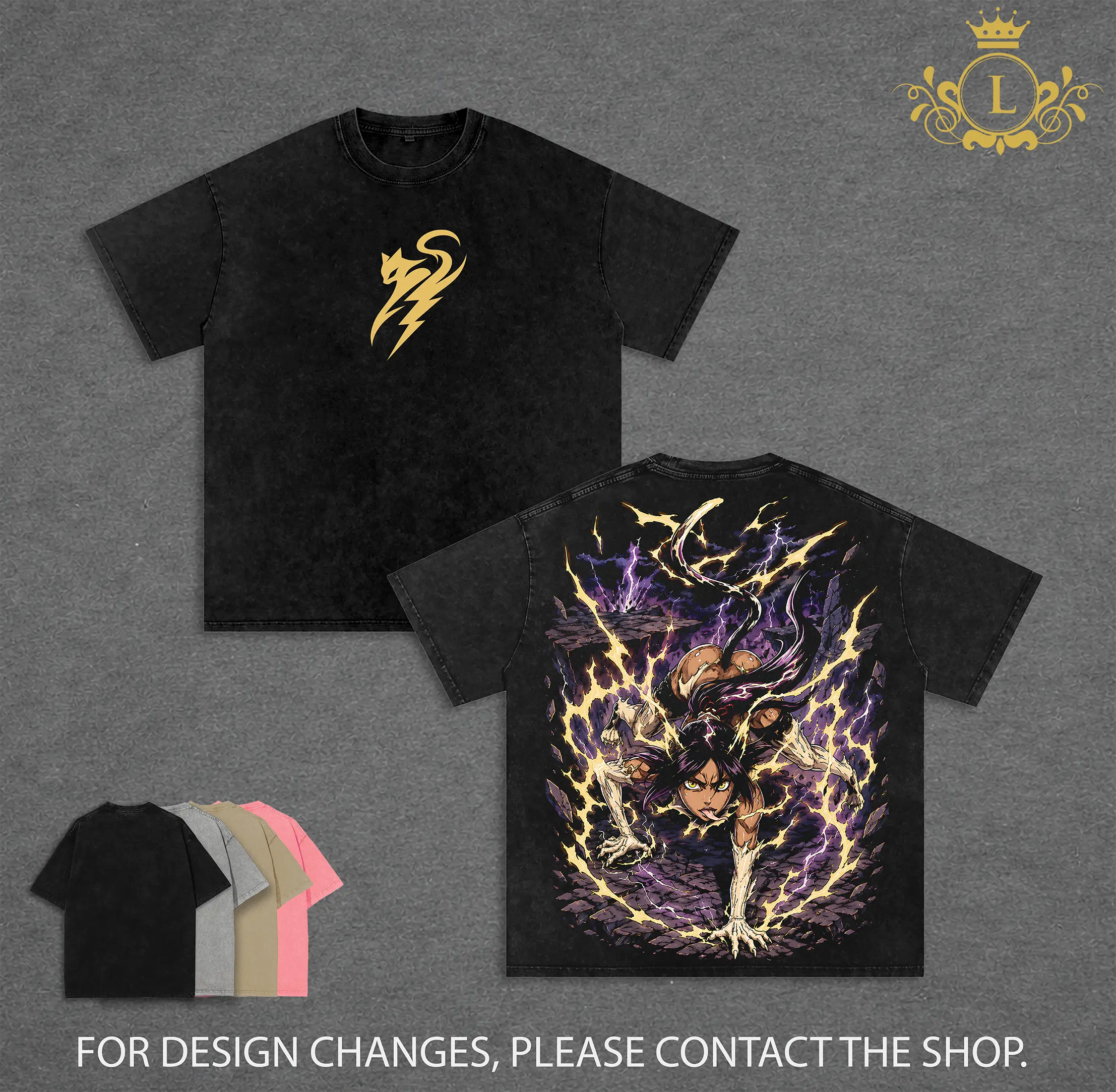 Yoruichi Shihouin Washed Tee – Bleach Anime T-Shirt, Shunpo Master Flash Step Lightning Combat Shunko Hand to Hand Battle Power Soul Reaper Vintage Streetwear Trendy Gift Anime Fan