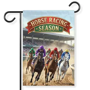 Horse Racing Garden Flag Double Sided, Kentucky Derby Rose Horse Race Spring Outdoor Yard Decor
