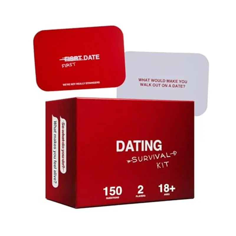 Dating Survival KIT Card Game 150 Conversation Starters – Get to Know You Game for Singles & Couples. Icebreaker Questions for IRL & Online Dating. 2 Players, Ages 18+