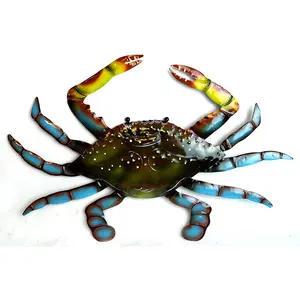 WorldBazzar BEAUTIFUL UNIQUE SEA OCEAN CRAB METAL TROPICAL ISLAND WALL ART