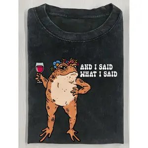 Comfortable 230G Water Washed Cotton T Shirt Featuring The Phrase Would You Like To Have A Drink With Me