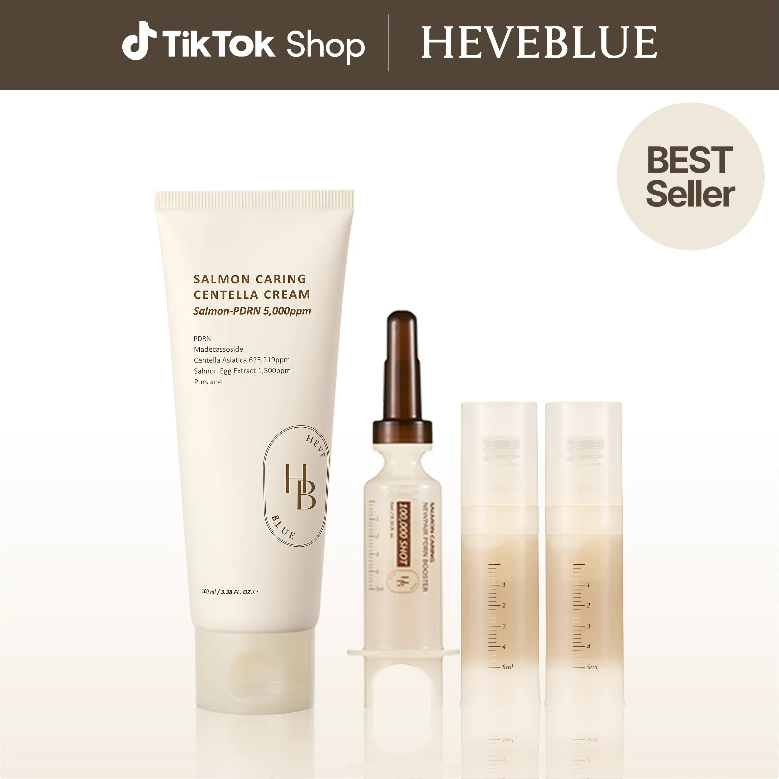 HEVEBLUE Salmon Caring Centella Cream & PDRN Booster Set (2ea)