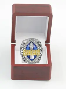 Men's Fashion Fantasy Series 2026 FFL Trophy Style Football Championship Ring with Wooden Display Box, Perfect Gift for Sports Enthusiasts