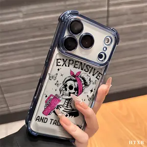 The Skeleton Girl designs phone cases using electroplating and TPU materials, with a transparent and soft back, suitable for iPhone 17, 16, 15, 14, 13, 12, 11, X, XS, XSMAX, making it an ideal holiday gift for friends, family, and yourself.