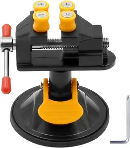 Universal Mini Table Bench Screw Clamp Engraving Table Vice 360 Rotatable Adjustable Table Vise Suction Cup Base for  Watch Walnut