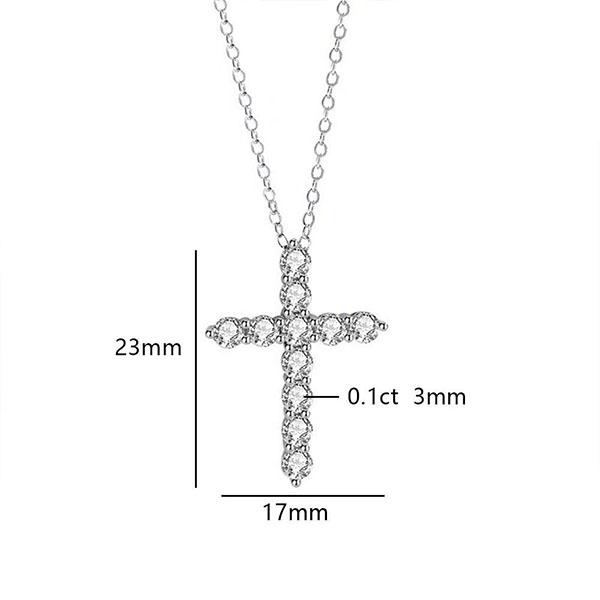 S925 Sterling Silver Moissanite Cross Pendant, High-End Clavicle Chain, Fashionable Ａnd Light Luxury Style Necklace