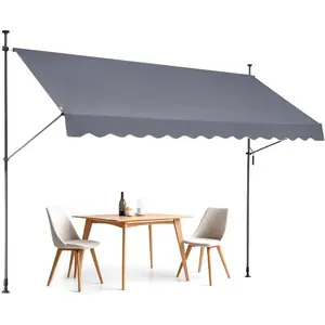 VEVOR Manual Retractable Awning, 78 Outdoor Retractable Patio Awning Sunshade Shelter, Adjustable Patio Door Window Awning Canopy with 39 Sun Shade Curtain for Backyard, Garden, Balcony, Dark GrayVEVOR Super Brand Day