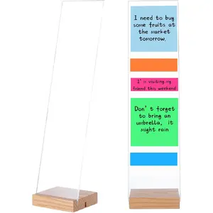 Monitor Memo Board with Removable Wooden Base Acrylic Portable Sticky Note Holder for Computer Monitors Office Desk Accessories, No Screen Damage, Fits Any Laptop and Desktop (2 Pcs) : Office Products