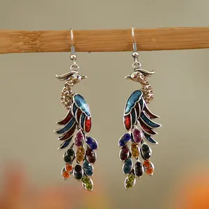 European And American Texture Peacock Earrings Retro Designer Style