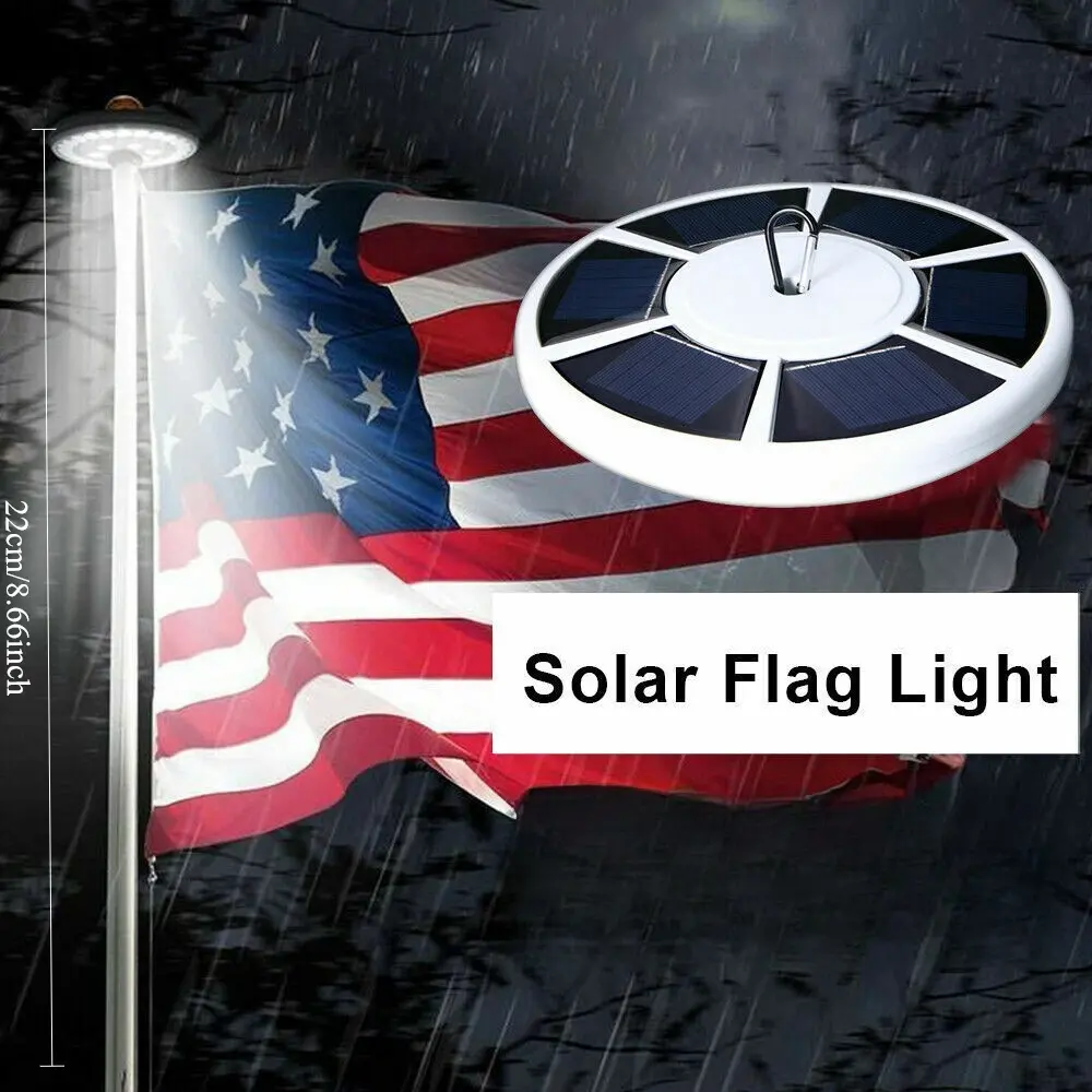 LED Solar Flag Pole Light – Super Bright Waterproof Downlight for Outdoor Night Lighting, Adjustable Brightness, Rechargeable Battery, Upgraded Circuit Design, Perfect for Roadside, Courtyard, Garden & Commercial Display, Auto Dusk-to-Dawn Operation