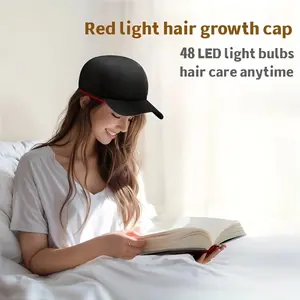 Rechargeable LED Red Light Therapy Cap for Hair Growth – 48 LEDs with Infrared & Blue Light, Scalp Massager for Thicker Hair – Hair Regrowth Device for Men & Women