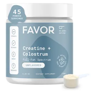 Favor Creatine + Bovine Colostrum Powder Dietary Supplement - Unflavored (45 Servings) - For Fitness and Muscle Healthcare Edible